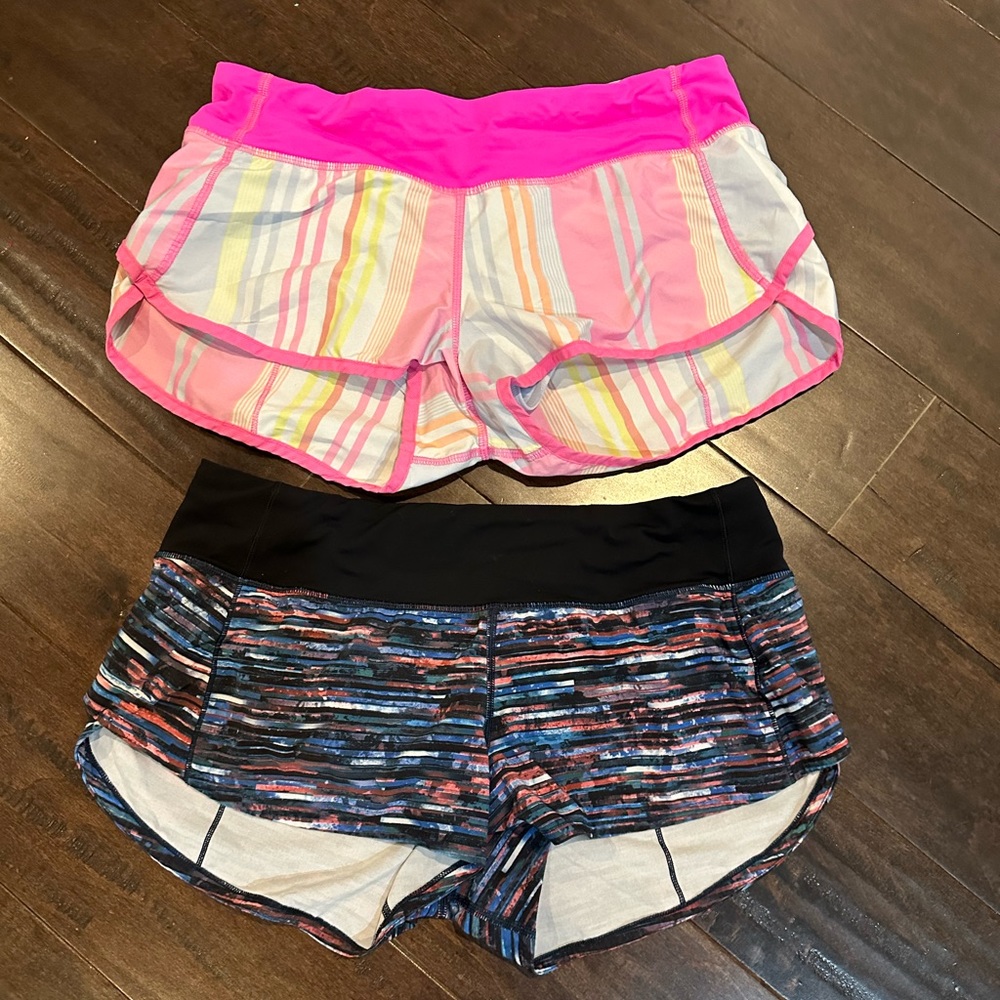 2 pair of Lululemon speed shorts size 6